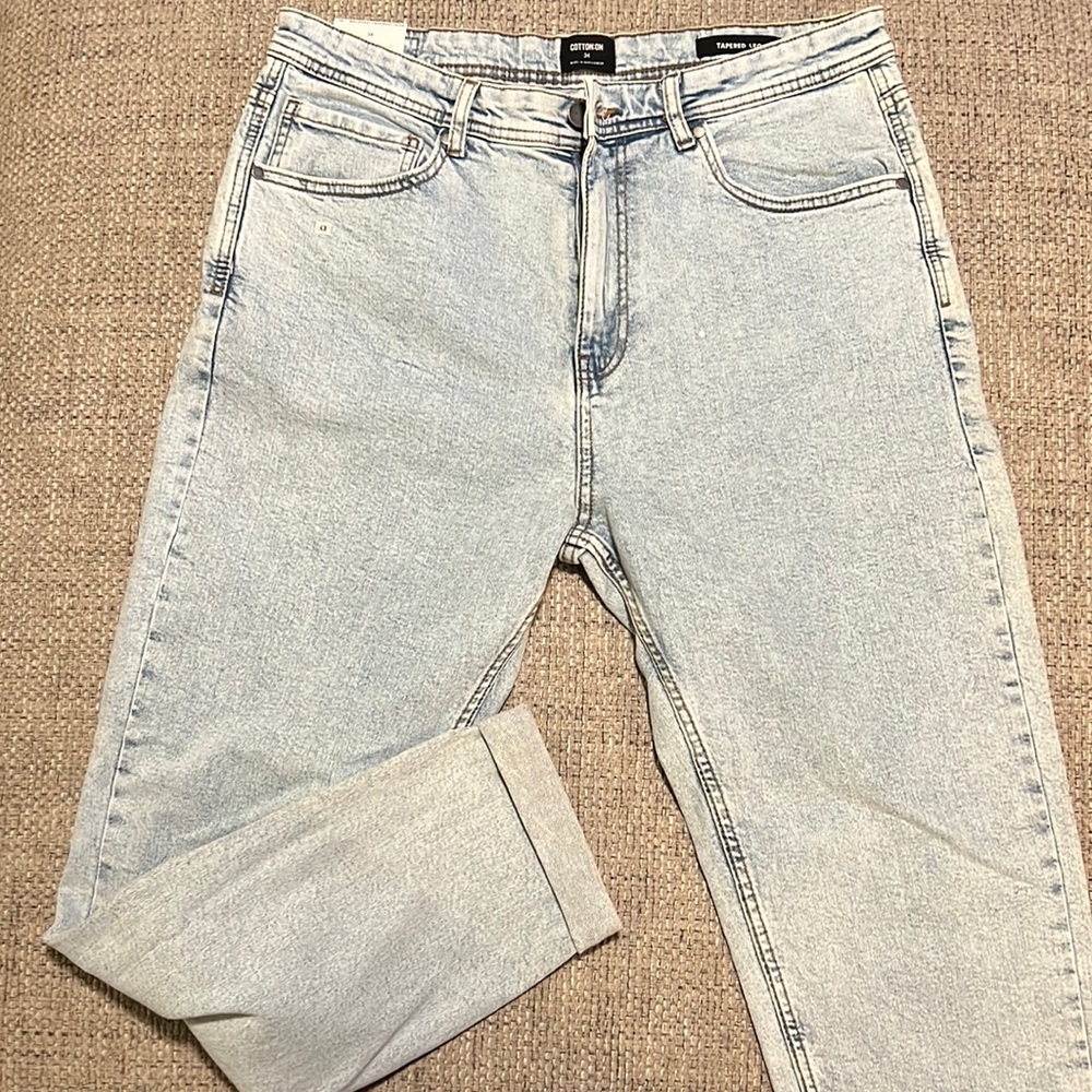 Cotton On Mens Relaxed Fit Tapered Leg Jeans, Size 34